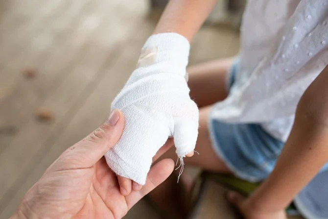 Bandaged hand of a child