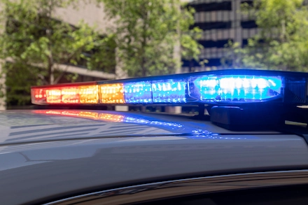 Police car lights at night