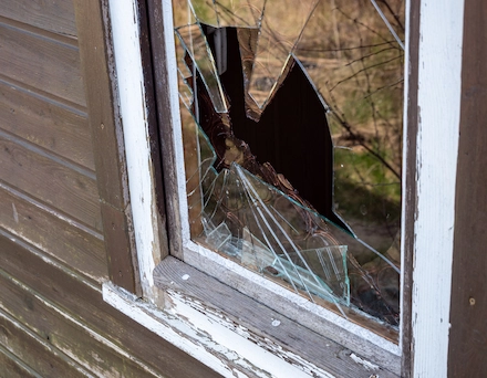 Broken window pane
